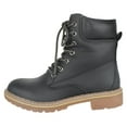 thumbnail image 2 of Forever Women Ankle Army Combat Boots Lace Up Work Style Booties BROADWAY-3 Black 8, 2 of 5