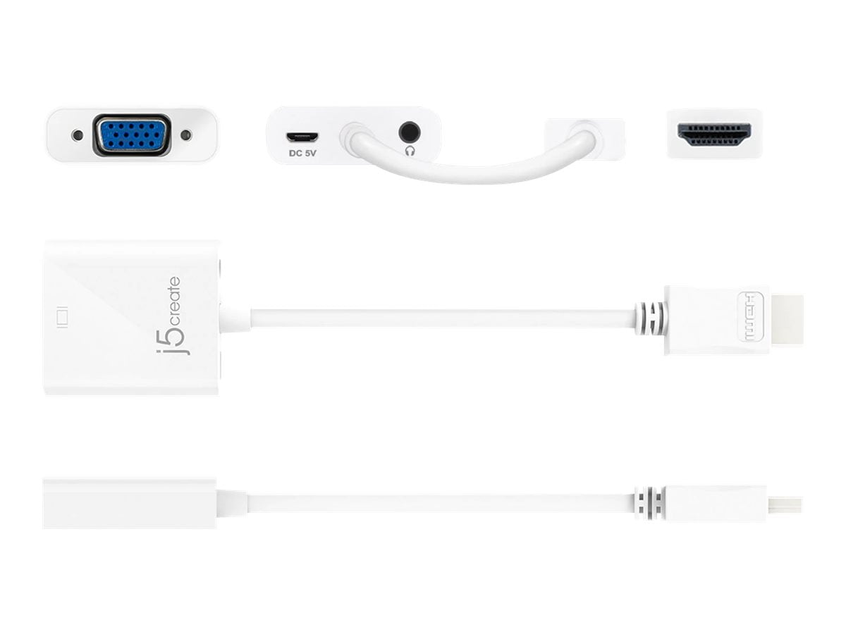 j5create HDMI to VGA Audio/Video Adapter White (JDA213)