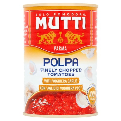 Mutti Polpa Finely Chopped Italian Tomatoes & Garlic 400g, British Import (Pack of 3)