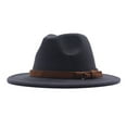 thumbnail image 2 of Womens Classic Wide Brim Panama Hat With Buckle Wool Fedora Design, 2 of 2
