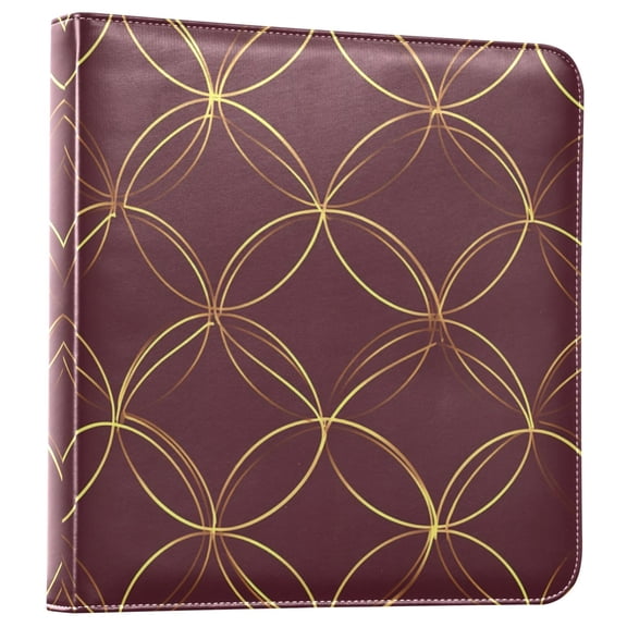 FORMRS 3 Ring Photo Album 4"x6" Self Adhesive Large Capacity PU Leather Cover, Circular Gold Pattern