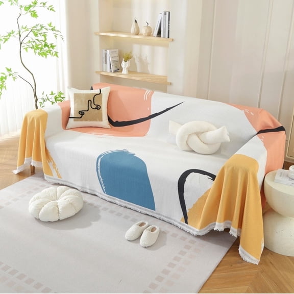Croniis Color Block Sofa Cover with Velcro, Pet Friendly Couch Protector, Non Slip, 180*300cm, Double Seat