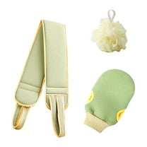 ChicYu Exfoliating Bath Set 3 Piece Scrubbing Gloves Mud Pulling Strips Spa Grade Body Scrub Toweling Deep Cleansing Kit for Dead Removal Post Workout Recovery