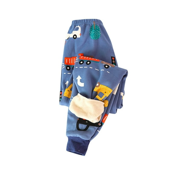 miqiqism Kid Cute Car Graphic Joggy Pant Fleece Lined Sweatpants High Waisted Elastic Loungewear Loose Sleepwear Thermal Athletic Bottom Pants for Girls and Boys,01_Sky Blue