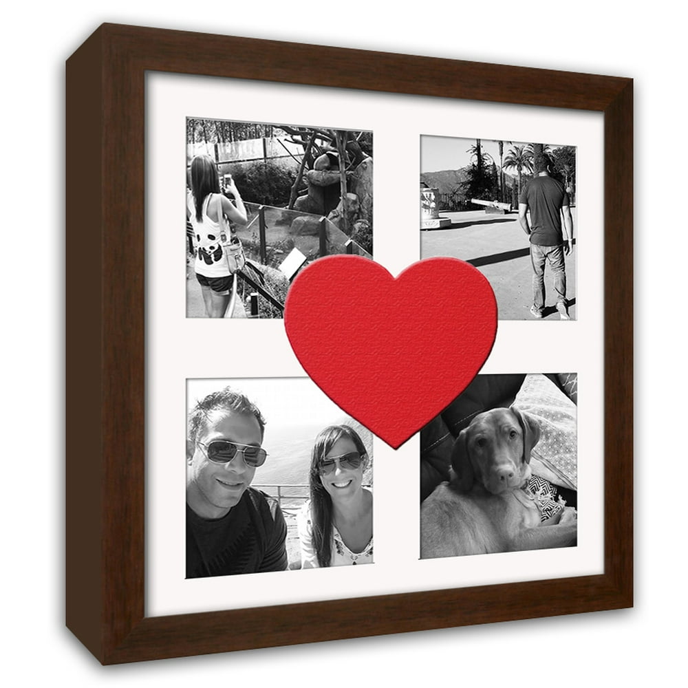 Heart & Love Picture Frame Wood Frame With Heart Shaped Double Mat