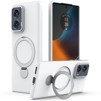 For Motorola Edge 50 Fusion / G96 5G Case (Compatible With MagSafe) With Invisible Magnetic O-Ring Stand Military-Grade Shockproof Phone Case,White