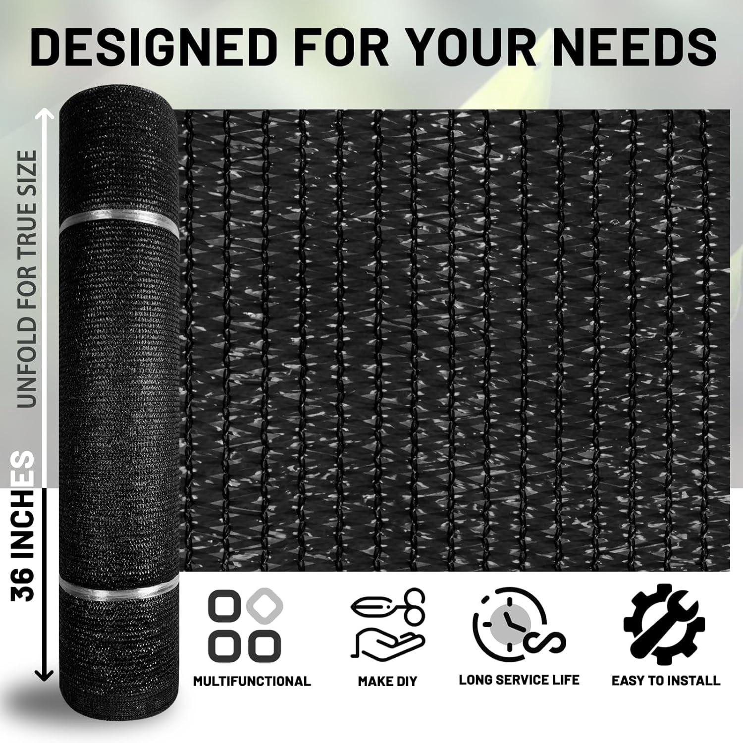 LOVE STORY 70% Shade Cloth Roll 5'10" x 100' Screen Cover for Garden Greenhouse Patio Canopy, Black