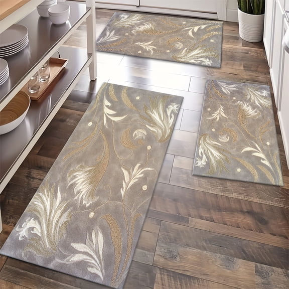 Floor Rugs Sets 3 Piece with Runner, Farmhouse Kitchen Rugs and Mats Non Skid Washable Runner Rug for Kitchen Sink Laundry