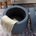 thumbnail image 3 of Linon Primrose Storage Ottoman Stool, Walnut Finish with Dark Blue Sherpa Fabric, 3 of 5