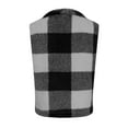thumbnail image 7 of Dwaogom Women Vest Lapel Open Front Buffalo Plaid Sleeveless Cardigan Jacket Coat, 7 of 7
