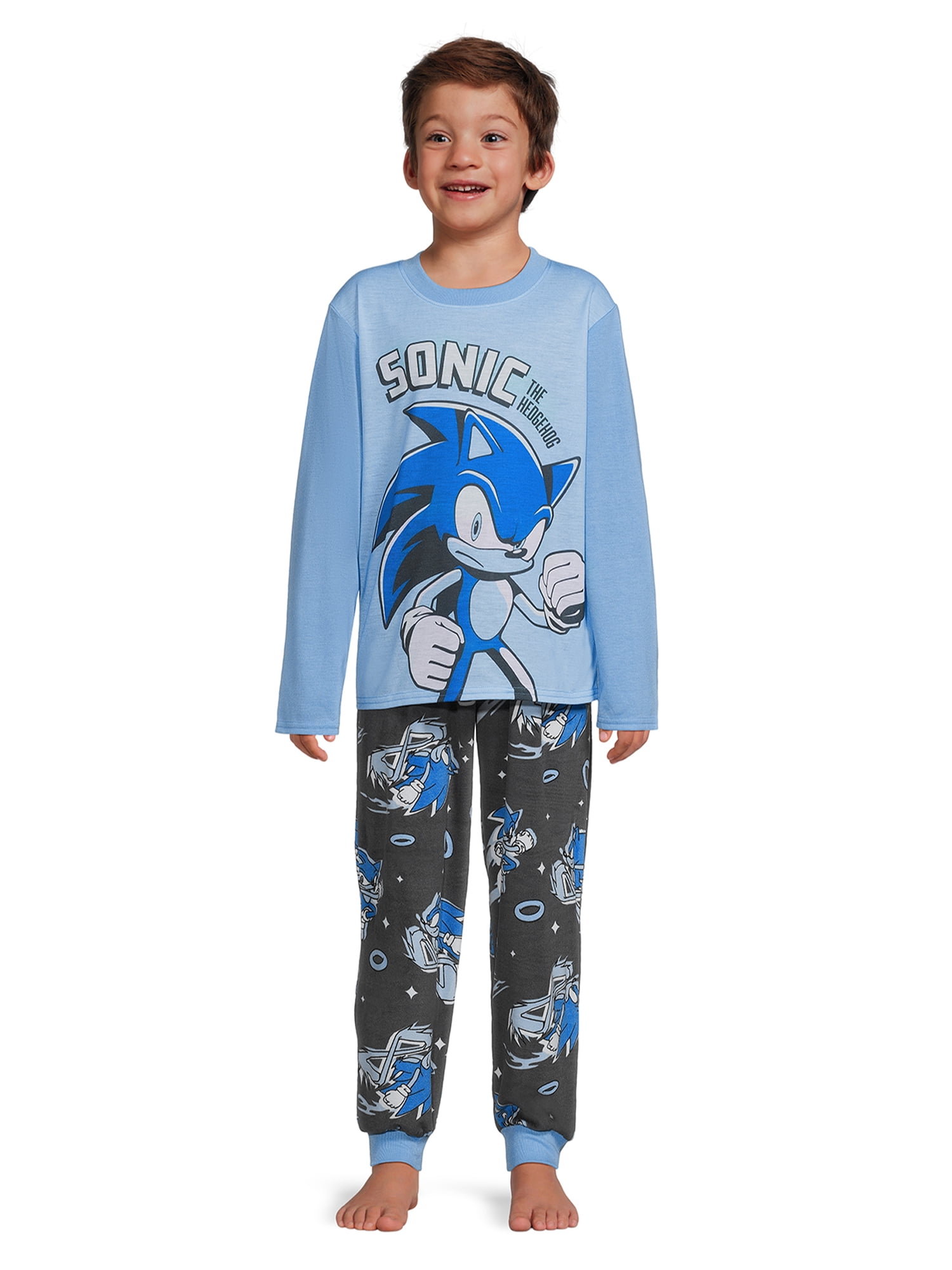 Sonic the Hedgehog Boys Long Sleeve Top and Joggers Pajama Set, 2-Piece, Sizes 4-12
