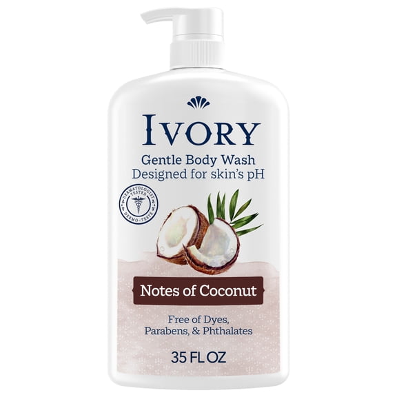 Ivory Body Wash, Mild and Gentle, Coconut Scent, for All Skin Types, 35 fl oz