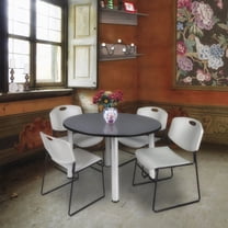 Regency Kee 48" Round Breakroom Table,Grey/ Chro TB48RNDGYBPCM44GY