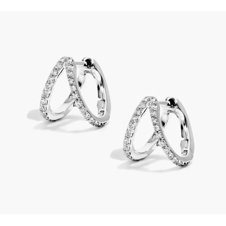 Glamour Gallery Solid 925 Silver 14k White Gold Plated Hoop Huggie Earrings For Her 2.00 CT Round Cut VVS1/D Diamond