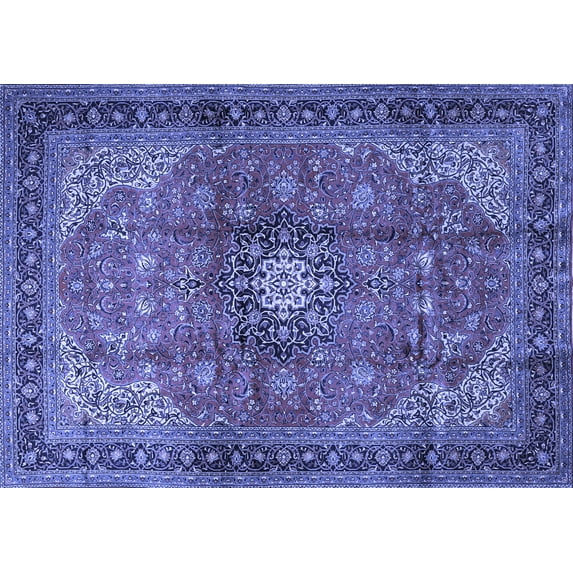 Ahgly Company Indoor Rectangle Medallion Blue Traditional Area Rugs, 2' x 3'