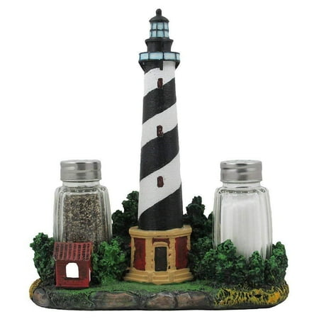 Lighthouse Collectible Plates (Nautical Cape Hatteras Lighthouse Glass Salt and Pepper Shaker Set Figurine with Holder in Decorative Kitchen Decor Sculptures and Collectible.., By Home n)