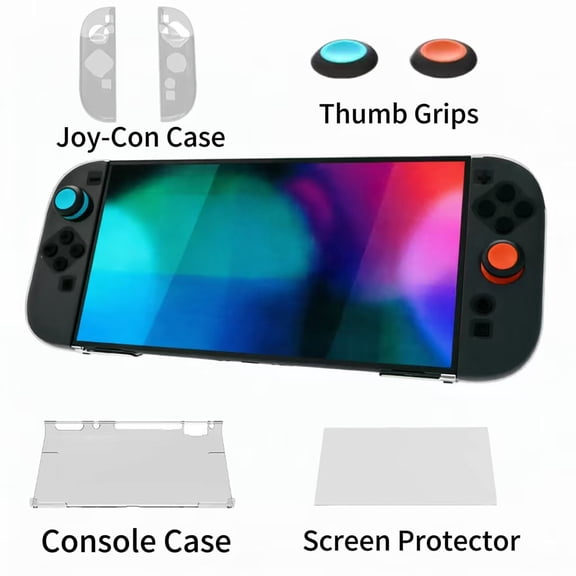 For Protective Kit Compatible with Nintendo Switch 2, 6-in-1 Set with Case, Joy-Con Covers, Screen Protector & Thumb Grips