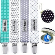 Dodo Babies 4 Pack Pacifier Clips with Pacifier Case