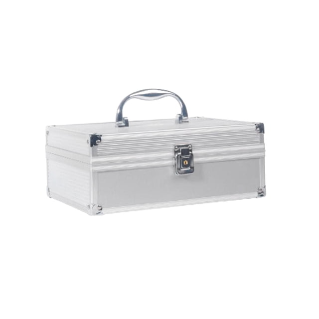 Caja con para sellos, baúl con asa, contenedor de protección con forro, estuche para Material de manualidades Material de oficina Objetos de Archivos financieros 12 rejilla Gloria caja de bloqueo portátil
