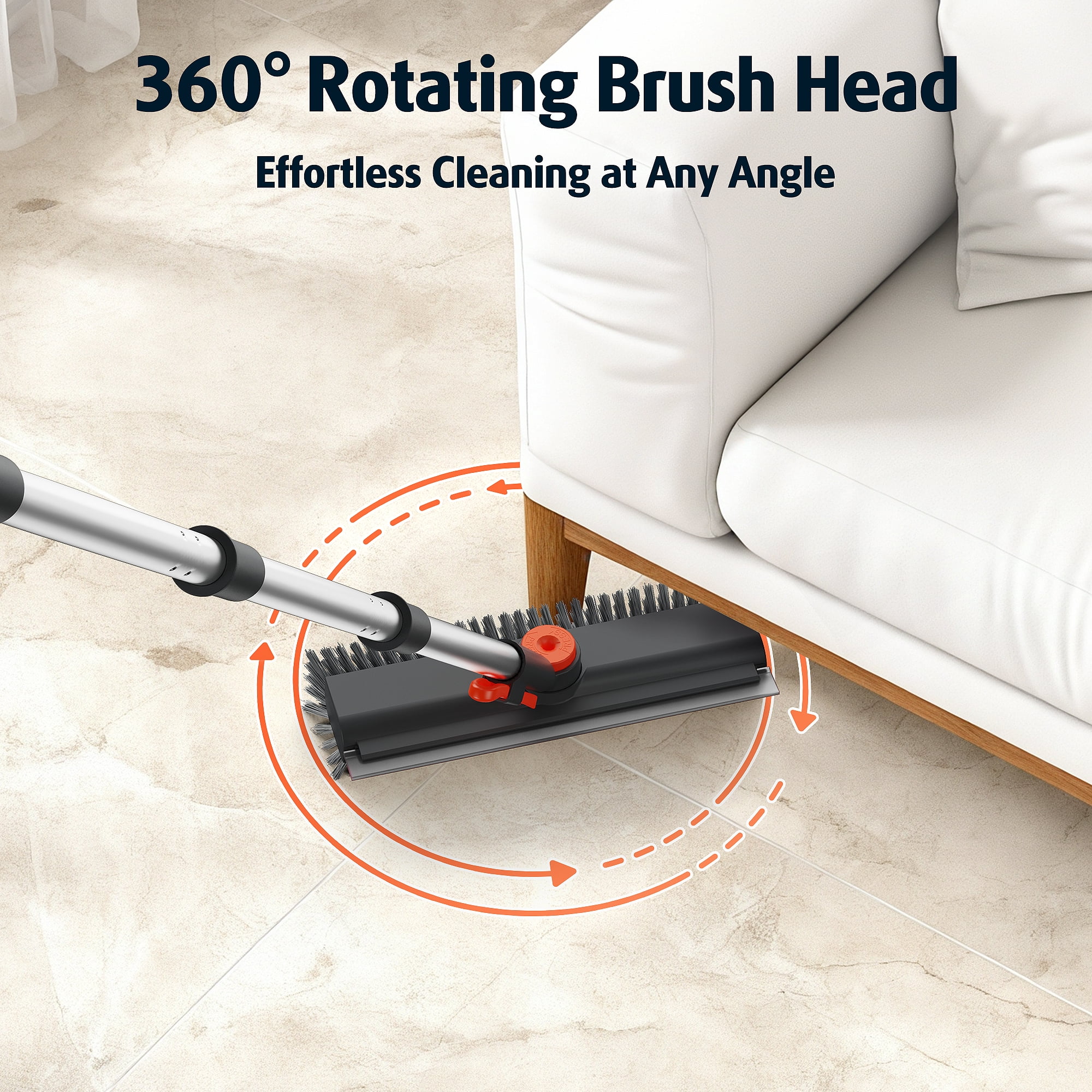 Floor Scrub Brush 3 in 1 Scrape and Heavy-Duty Stiff Bristle Scrubber Brush for Cleaning Shower Bathroom, Patio, Garage, Kitchen, Wall and Deck with Long Handle