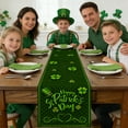 thumbnail image 5 of St. Patrick's Day Green Clover Shamrock Pattern Linen Table Runner Heat Resistant Stain Resistant Decorative Dining Table Accessory Dining Room Decoration, B, 1pc, 5 of 6