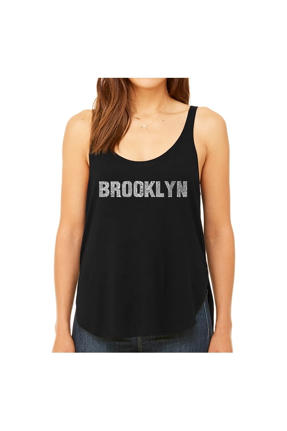 Women's Premium Word Art Flowy Tank Top - BROOKLYN NEIGHBORHOODS