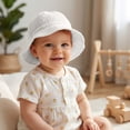 thumbnail image 4 of Mgmyaa Baby Ruffle Edge Bucket Hat Summer Outdoor Sun UV Protection Fisherman Cap for Infant Newborn 0-3 Years Breathable Soft Headwear, 4 of 8