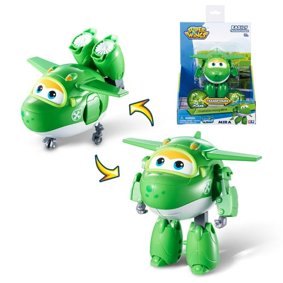 Super Wings Transformer Toys 5 in Mira Airplane Transformer Figures Toys 2 in 1 Mode Rescue Bots Action Figure Toys for 3-5 Year Old Boys Girls Fun Plane Toys for Toddlers Kids Age 3 4 5 6 7