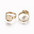 thumbnail image 1 of Adjustable 304 Stainless Steel Finger Rings Components Pad Ring Base Findings Flat Round Golden Tray: 10mm Size 7 17.5mm, 1 of 2