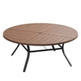 thumbnail image 6 of Vicllax Outdoor Patio Dining Table Dia.60" Slatted Tabletop Metal Frame with Umbrella Hole, Walnut, 6 of 7