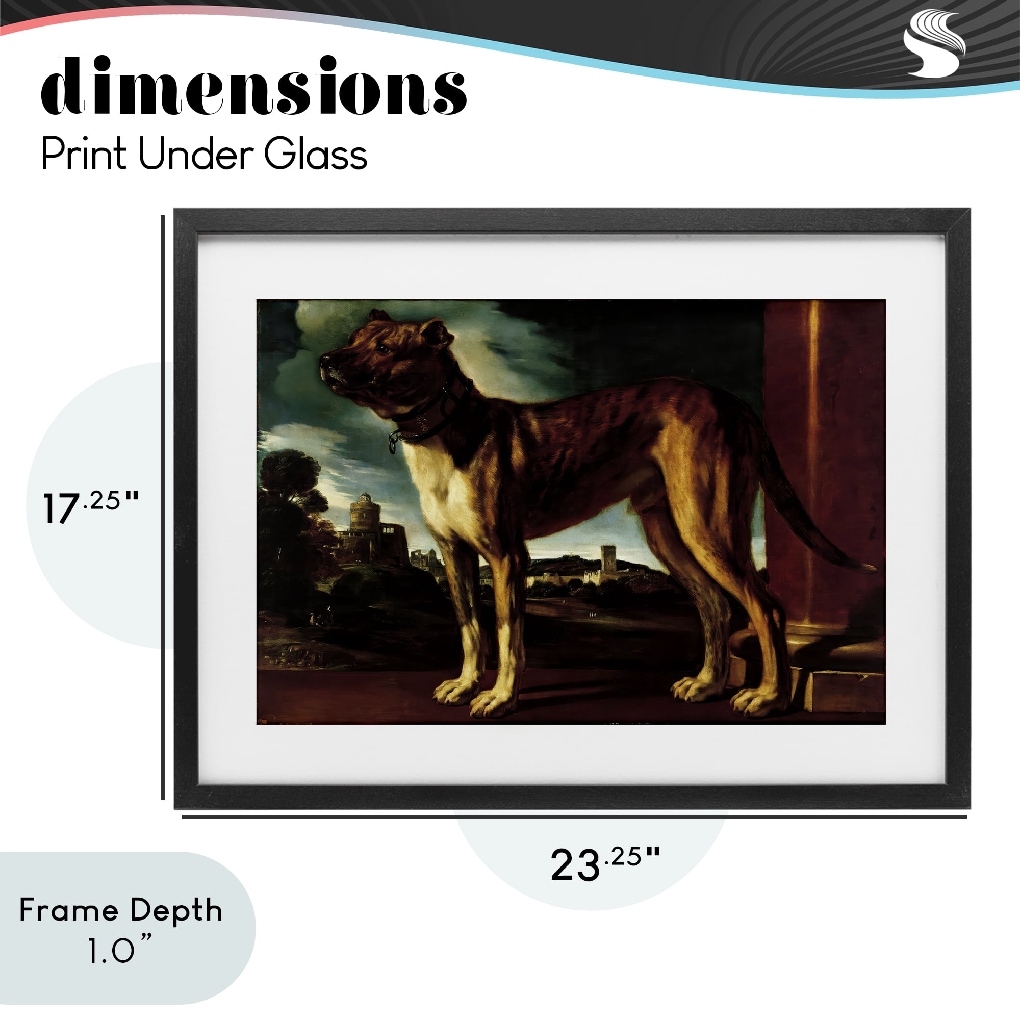 Stupell Industries Historical Aldrovani Dog Black Framed Print Under Glass, design by Lil' Rue