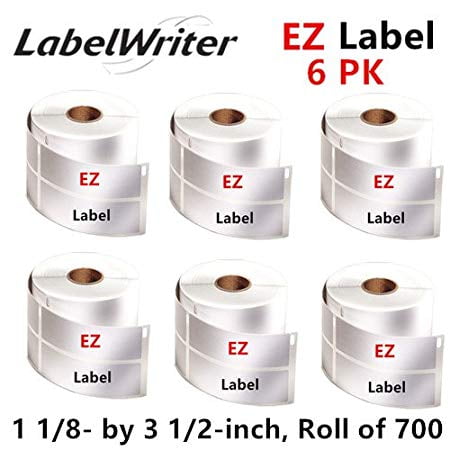 6 Rouleaux Dymo Compatibles 30253 Étiquettes d'Adresse Blanches, 1 1/8 Pouces x 3 1/2 Pouces, 700 Étiquettes/rouleau