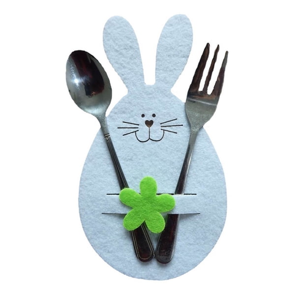 Xihbxyly Bolsas para Cubiertos de Pascua, Juego de 4 Piezas, Decoración Festiva para Vajilla, Decoración para Fiestas, Mesa Versátil, Celebración de Primavera, Tamaño 18 X 9,8 Cm
