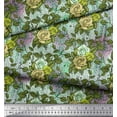 thumbnail image 3 of Soimoi Cotton Duck Fabric Leaves & Grandiflora Roses Floral Printed Craft Fabric by the Yard 42 Inch Wide, 3 of 3