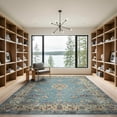 thumbnail image 2 of ODIKA 9'x12' Washable Area Rug Vintage Medallion Distressed Scroll Bordered Frame Geometric for Dining Room, Basement, Large Office, Non-Slip Chair-Friendly, 2 of 7