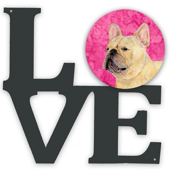 Carolines Treasures SS4761-PKWALV Pink French Bulldog Metal Wall Artwork LOVE 12X12 multicolor