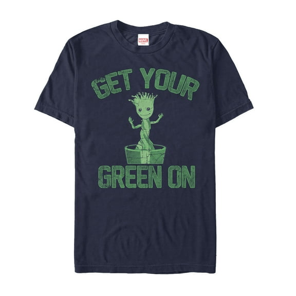 Men's Marvel St. Patrick's Day Get Your Groot On  Graphic Tee Navy Blue X Large