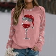thumbnail image 2 of Glisme Chandail en Molleton de Noël pour Femmes Col Rond Imprimé Chandail Manches Longues Polyvalent pour Usage Quotidien Rose Clair, 2 of 5