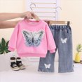 thumbnail image 2 of yboeqw Kids Girl Clothes Girl Long Sleeve Sweatshirt Pullover Tops + Denim Pants Fall and Winter Outfit Set,Size 2-3 Years, 2 of 5