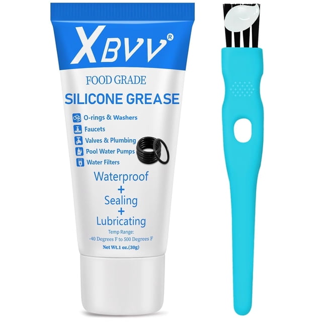 XBVV Plomero Grasa de Silicona Lubricante para plomería Válvula de Grifo Juntas tóricas Arandela de Goma 1 Paquete Tubo de 1 oz con Cepillo
