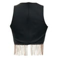 thumbnail image 5 of DuoJiaJ Sexy Solid Color Rhinestone Fringe Crop Top Sleeveless Neck Tank Top Women’s High-Neck Workout Tops Black, 5 of 5