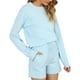 Ensemble Pyjama pour Femmes Shorts de Détente en Coton à Manches Longues Pjs avec Poches – image 2 sur 6
