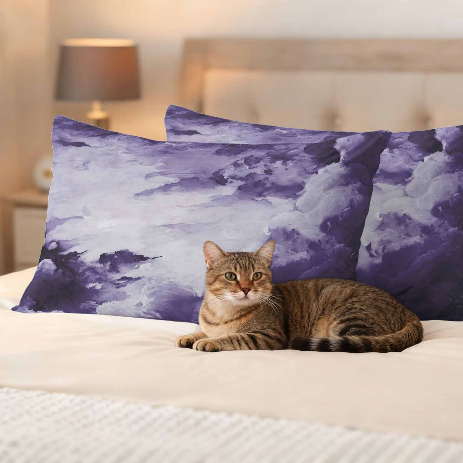 Purple Ombre Clouds Outdoor Waterproof Pillow Covers, Modern Abstract Art Gradient Cloud Decorative Rectangle Throw Pillowcase Sofa Cushion Sham for Patio/Couch/Chair, 20"x12" 2 Pack