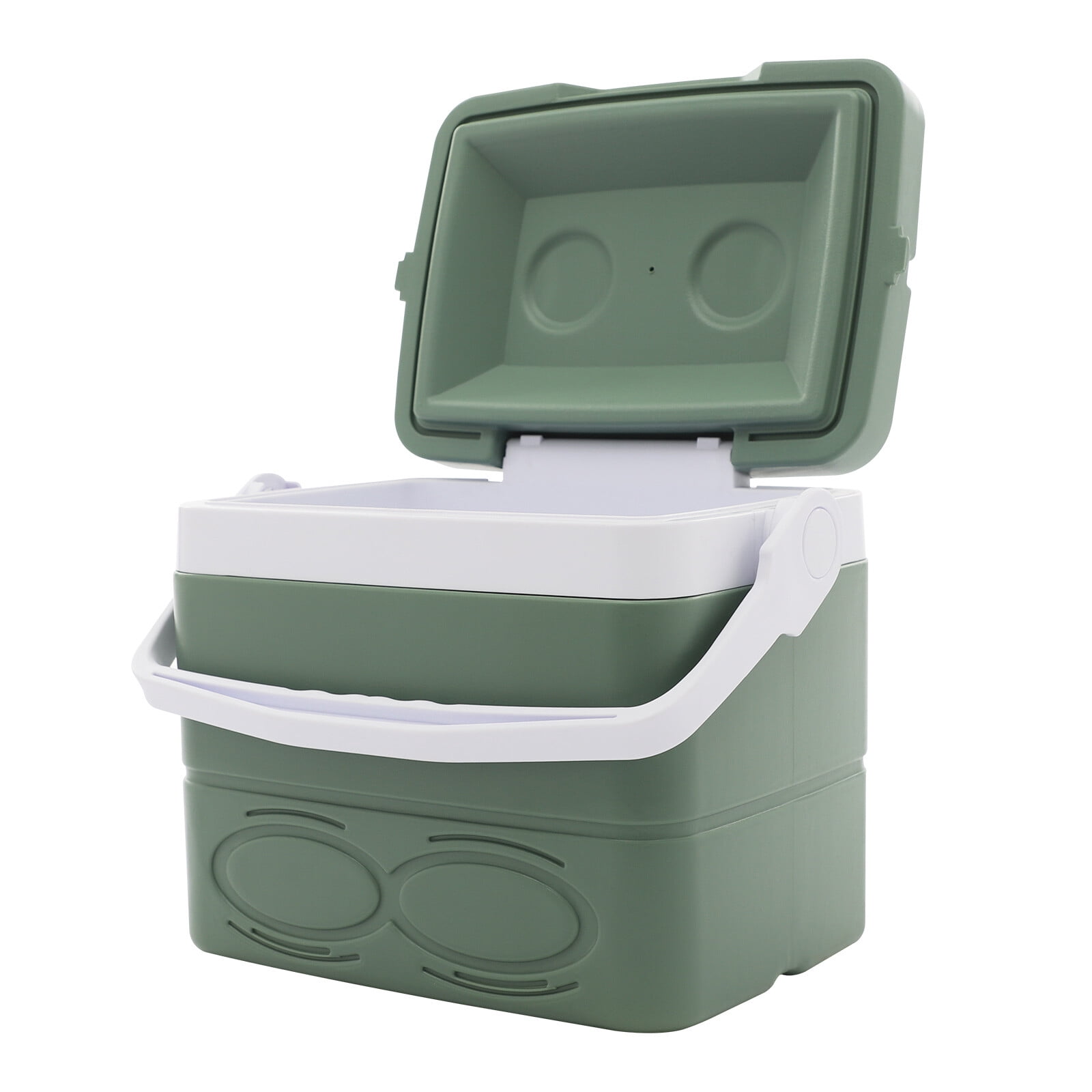 Green 8.5L/2.25Gal Camping Cooler, Insulated Portable Coole with Handle & Cup Slots, Leak-Proof Hard Cooler for BBQ, Camping, Pincnic