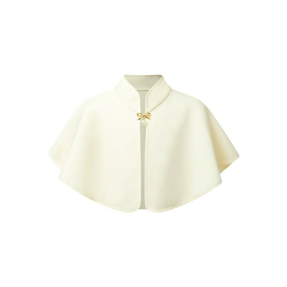 Yartina Little Girls Elegant Shawl Wraps Mock Neck Bolero Shrug Cardigan Top Cape Champagne 3-5