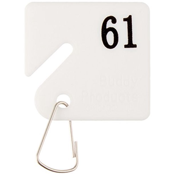 Buddy Products plastic key tags, numbered 61100, white (0033