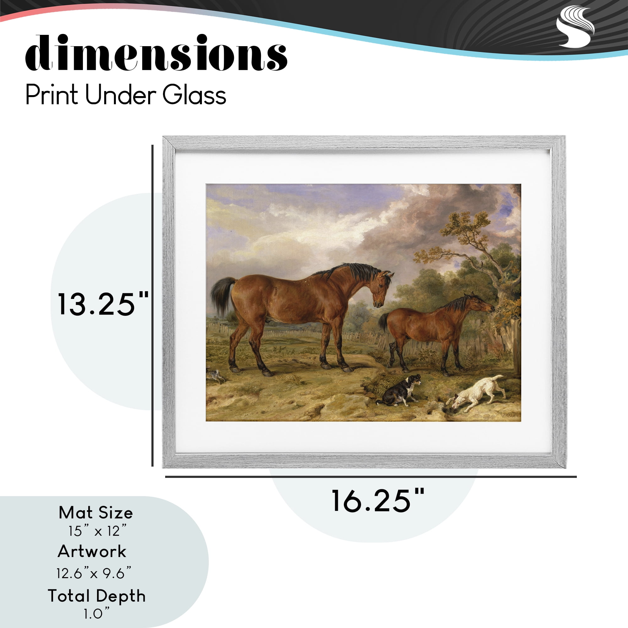 Stupell Industries Classic Portrait of Horses Gray Framed Print Under Glass, design by Tina LeCour