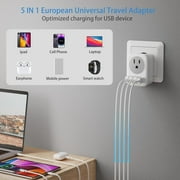 2 Pack European Plug Adapter USB C, Meromore US to Europe Adapter 4 USB Charger, Type C International Power Adaptor to Italy Spain France Portugal Iceland Germany, Europe Travel Essentials