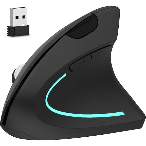 Delton S12 Ergonomic Wireless Optical Mouse, 3 Adjustable DPI 800/1200/1600 Levels, 6 Buttons with Smooth Scroll, PC, Mac, Laptop, Chromebook Compatibility, Improved Comfort and Efficiency - Black