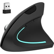 Delton S12 Ergonomic Wireless Optical Mouse, 3 Adjustable DPI 800/1200/1600 Levels, 6 Buttons with Smooth Scroll, PC, Mac, Laptop, Chromebook Compatibility, Improved Comfort and Efficiency - Black